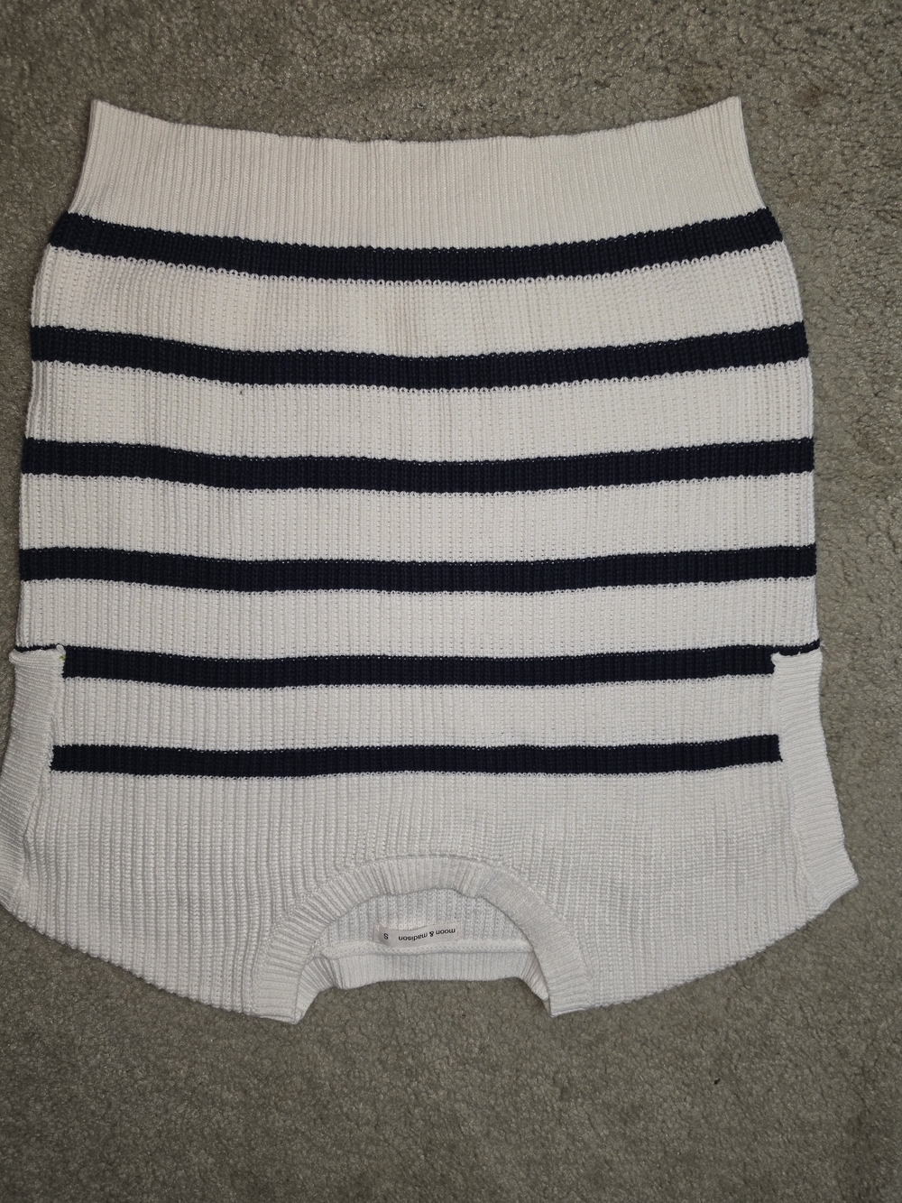 moon & madison Cream and Navy Striped Ribbed Knit Sleeveless Top